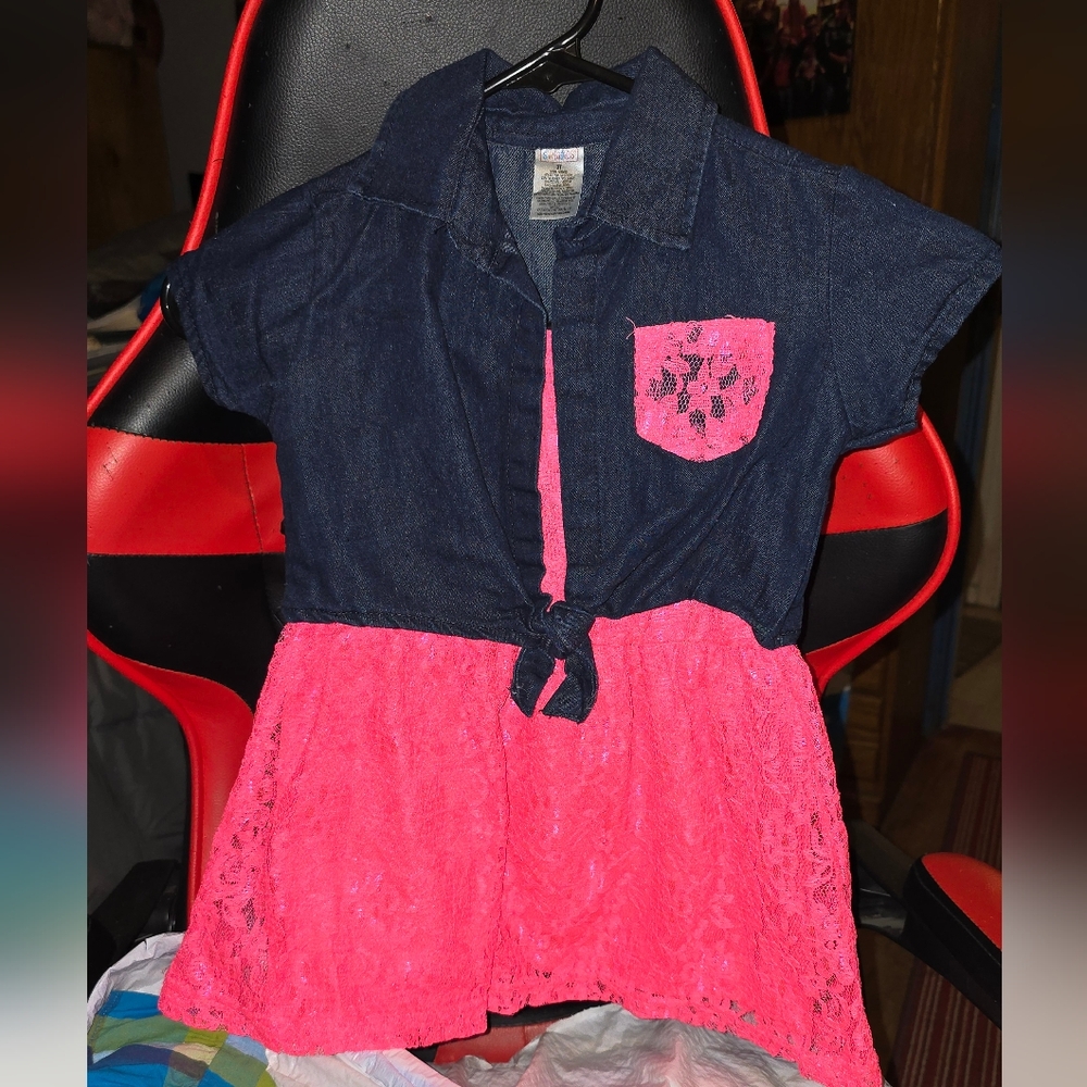 Swiggles Kids Casual Dress - Navy and Pink